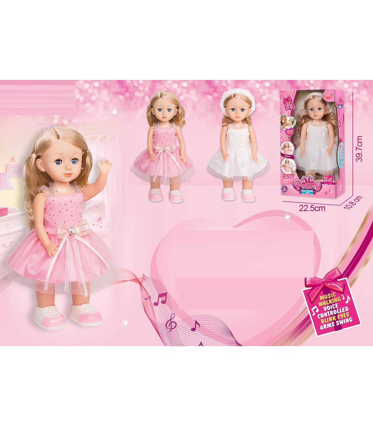 WALKING DOLL WITH DRESS 40 CM