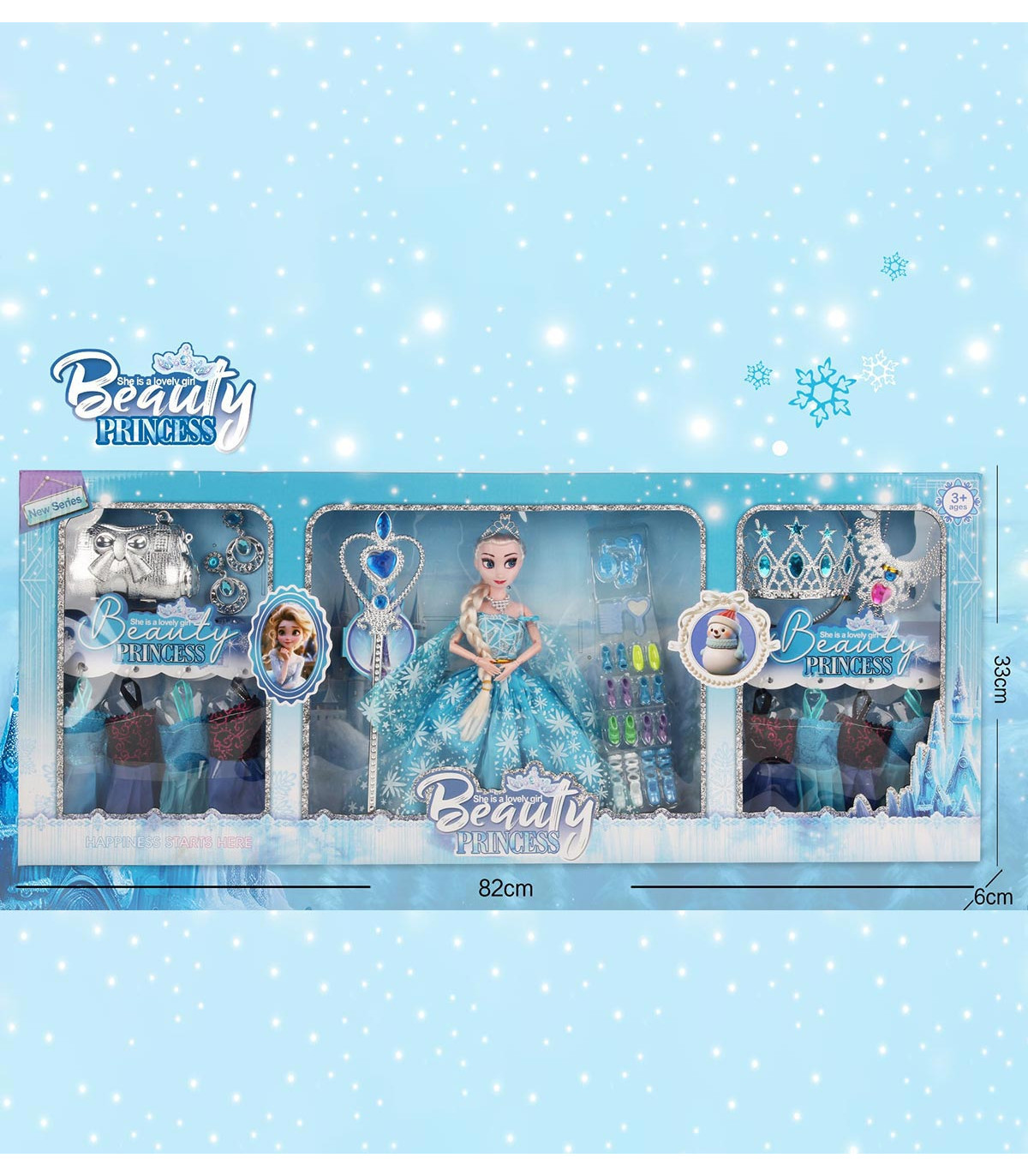 LARGE SET WITH A DOLL, SHOES, AND FROZEN ACCESSORIES