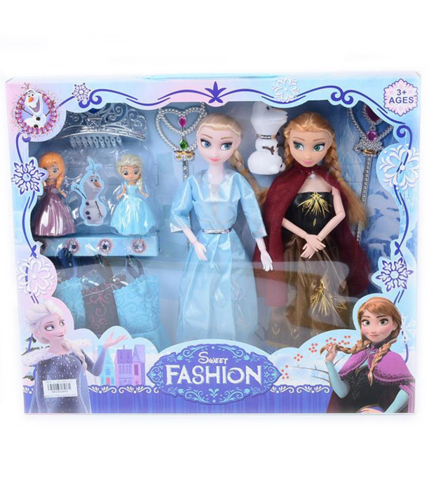 2 Frozen Kingdom Dolls with Small Dolls and Olaf