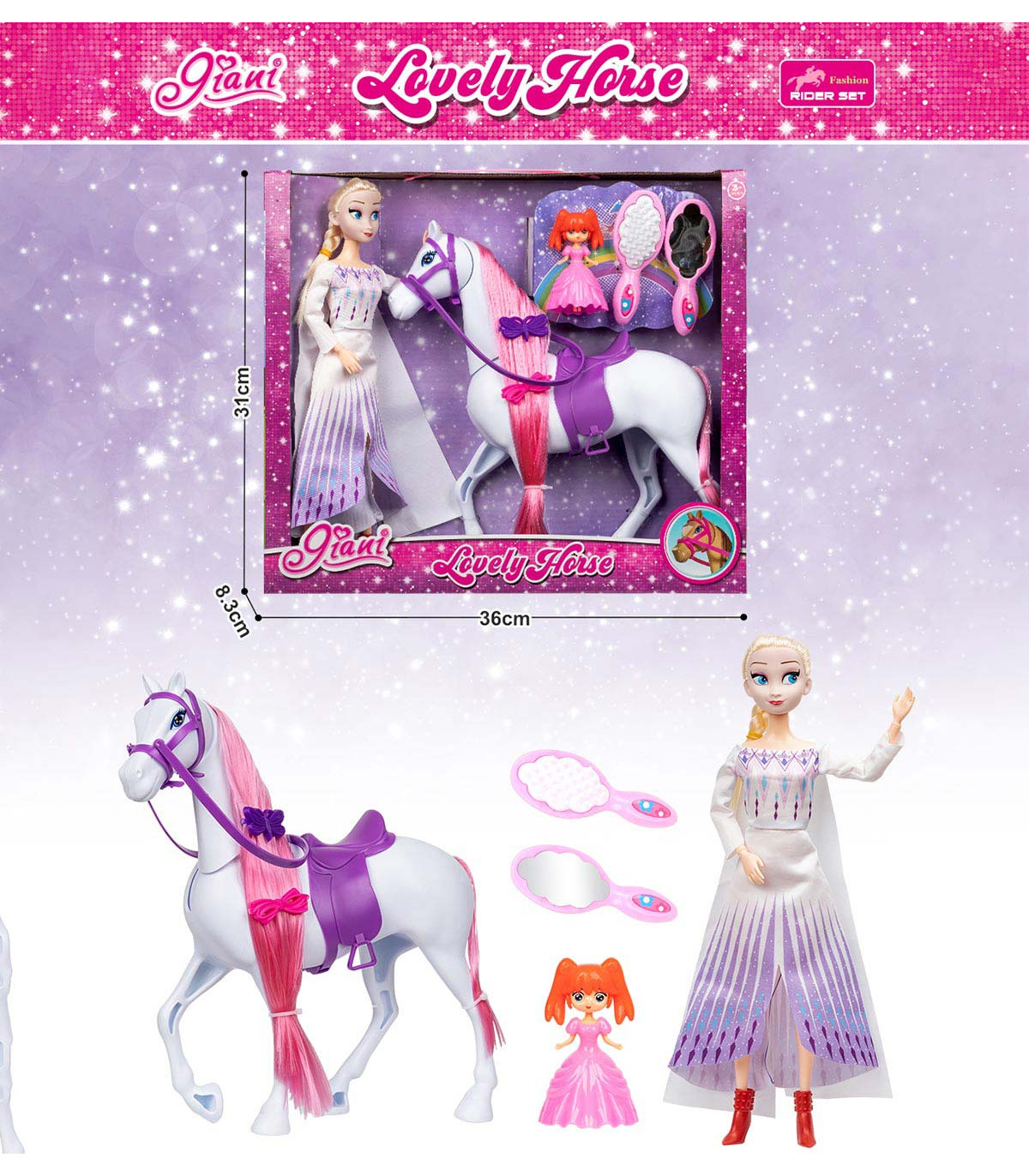 FROZEN KINGDOM DOLL WITH HORSE AND ACCESSORIES