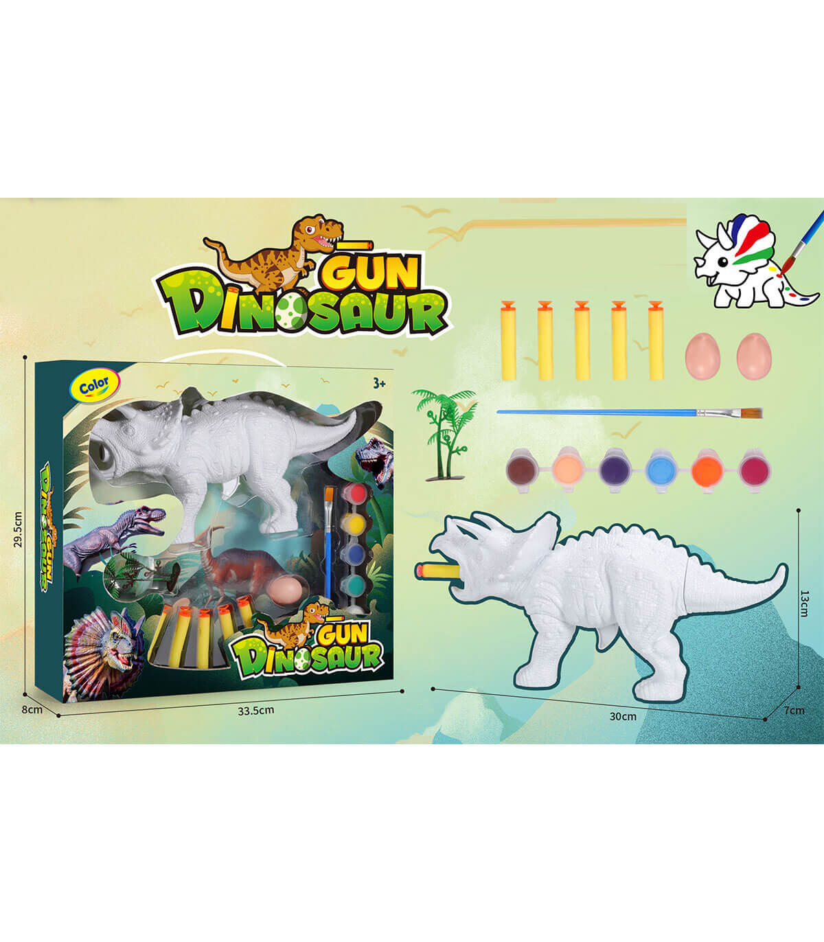 TRICERATOPS-COLORING PISTOL WITH SOFT ARROWS - Dinosaurs