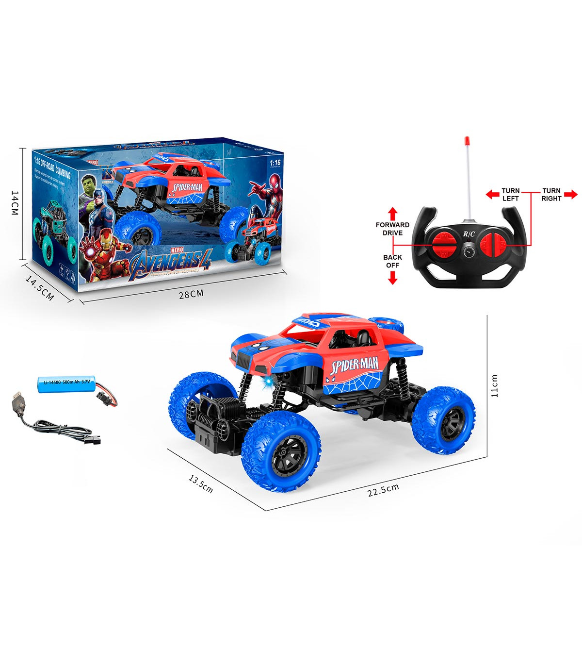 SPIDER-MAN RC BUGGY WITH RECHARGEABLE BATTERY