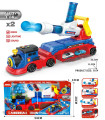 A TRAIN WITH A TRACK, WEAPONS, AND CARS IN A BOX