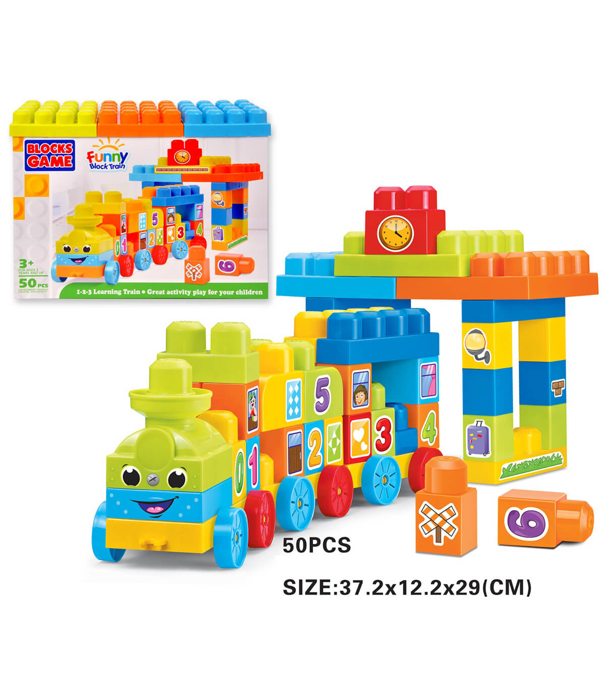 TRAIN SET CONSTRUCTION KIT, 62 PIECES