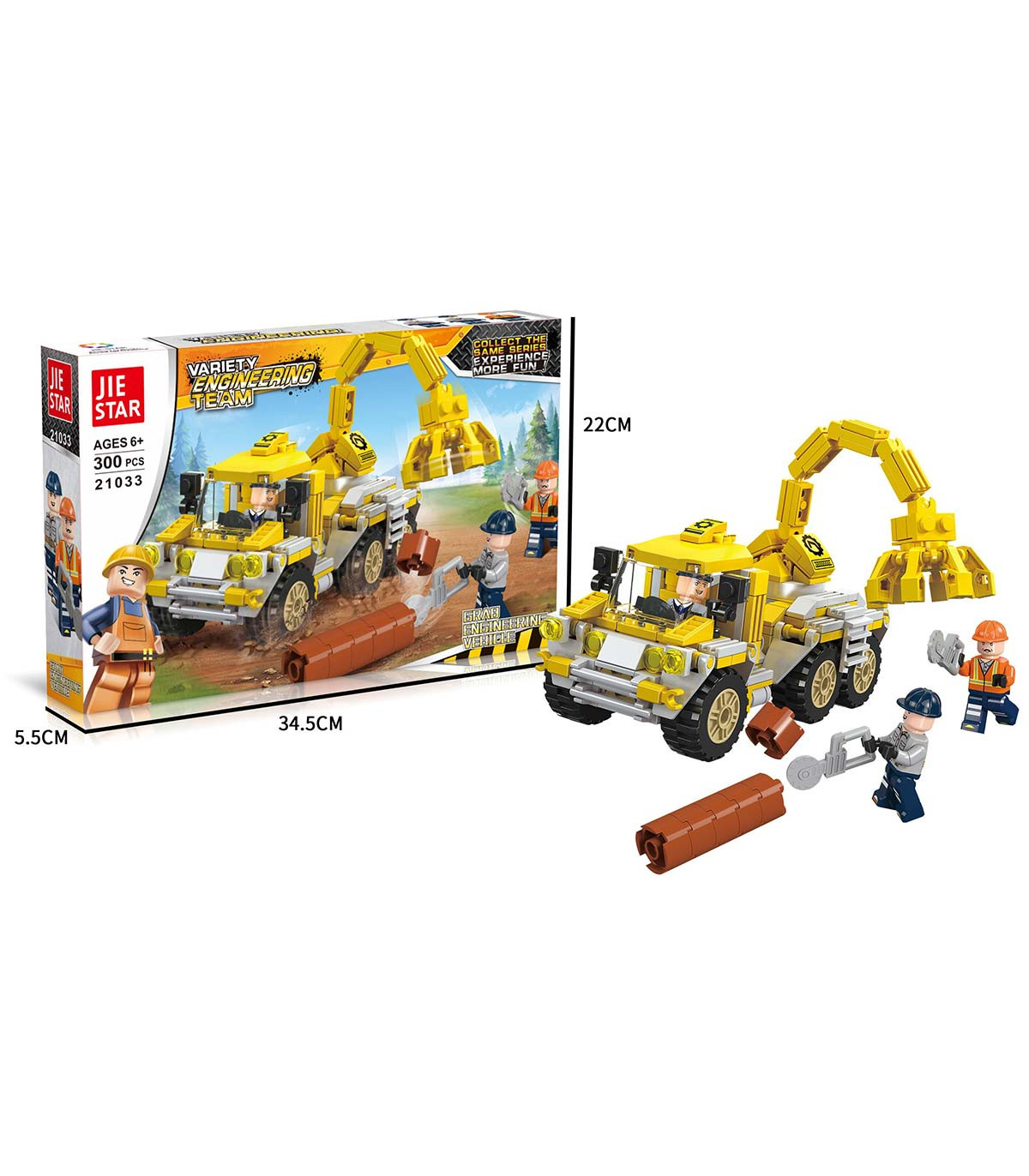 TRUCK CONSTRUCTION SET WITH CLAW, 300 PIECES