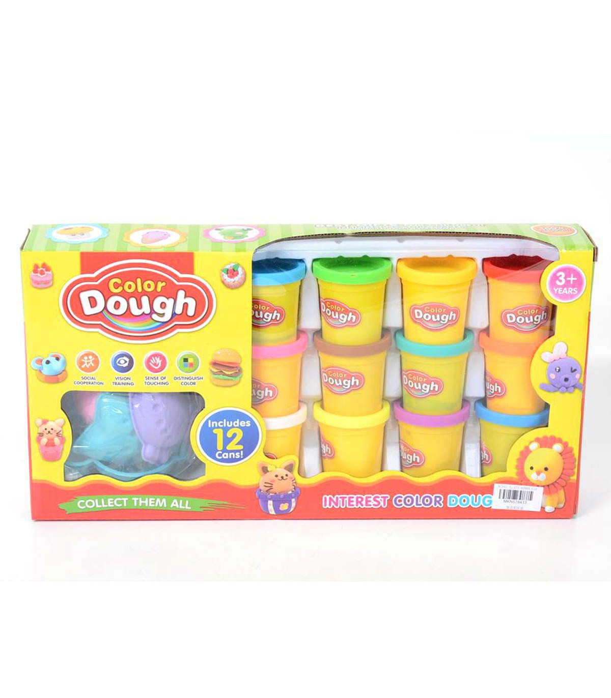 12 JARS OF MODELING CLAY WITH MOLDS IN A BOX