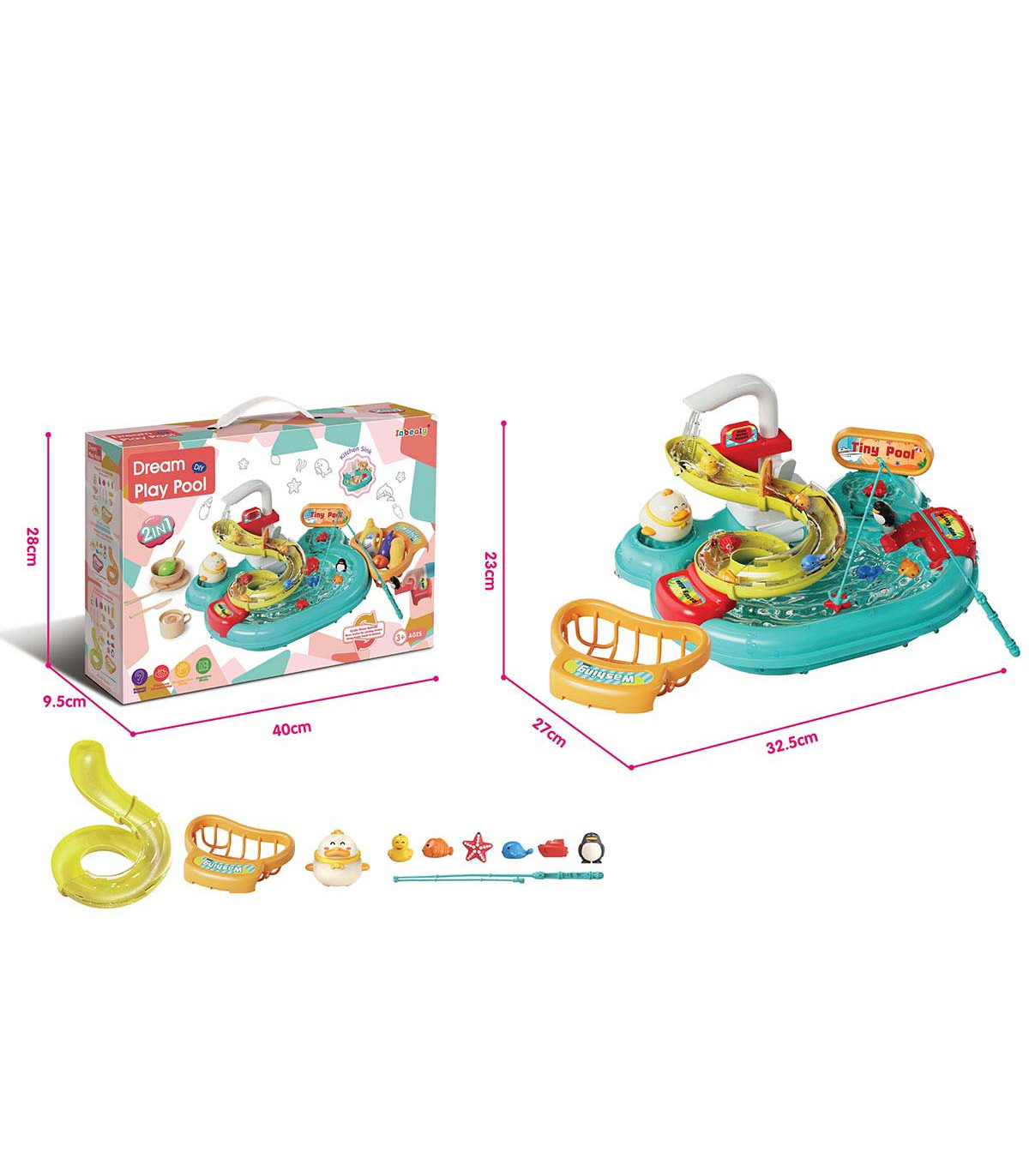 SINK WITH RUNNING WATER, SLIDE AND PRODUCTS
