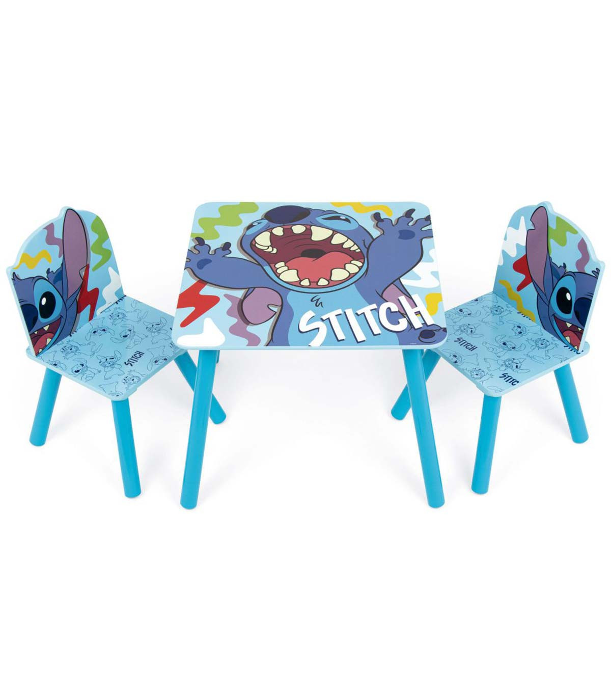 WOODEN TABLE WITH 2 STITCH CHAIRS