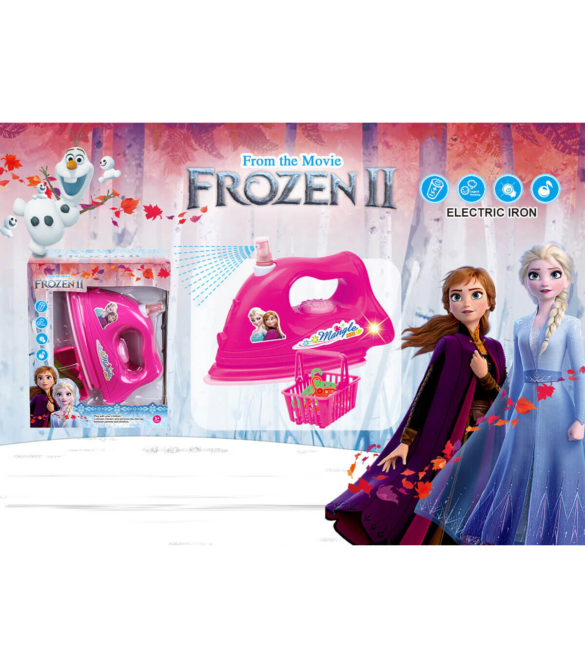 PINK ELECTRIC IRON FROZEN - Household and kitchen appliances