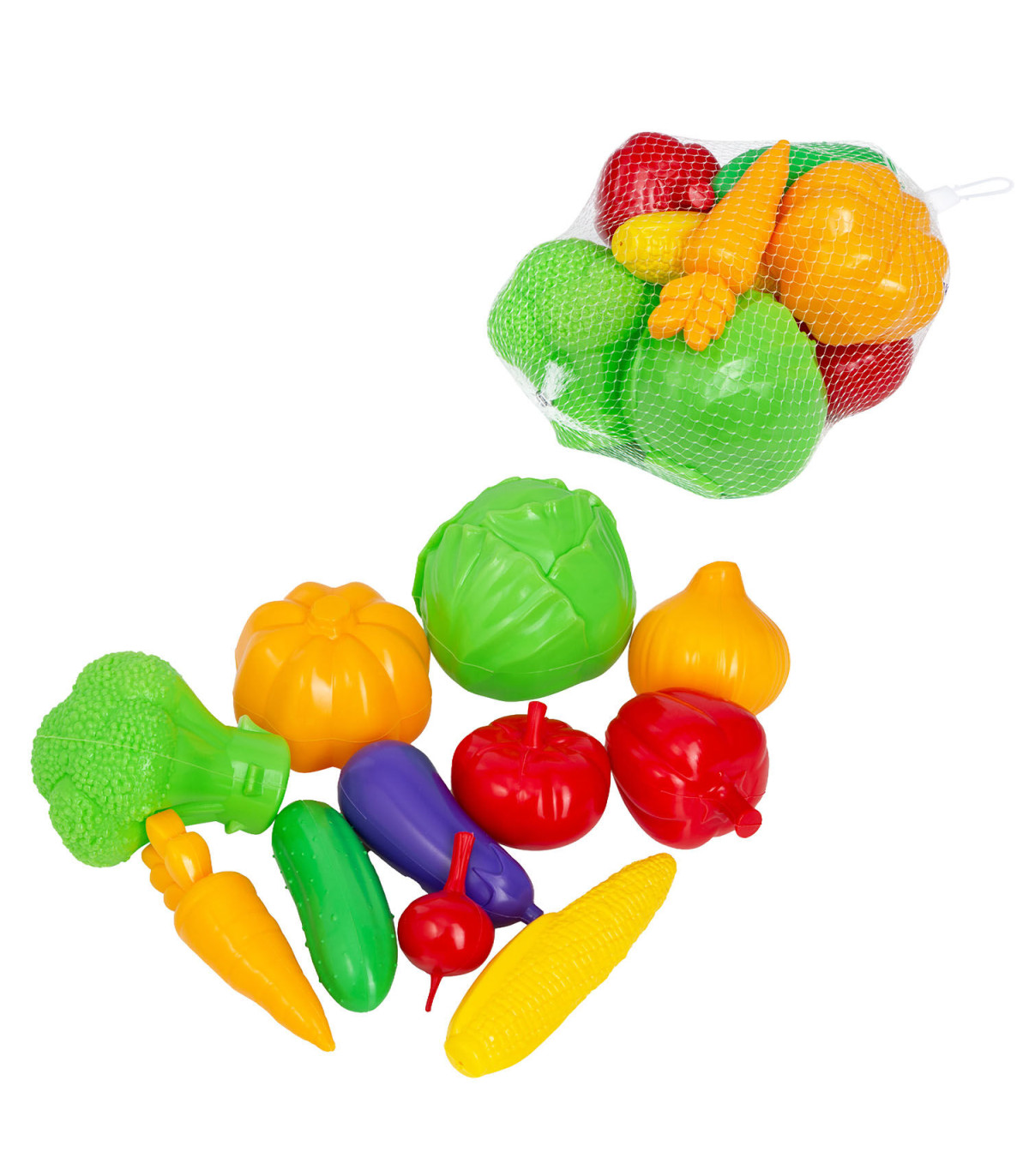 PLASTIC VEGETABLES 11 PCS. IN NET