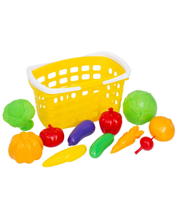 LARGE CHILDREN'S BASKET WITH VEGETABLES 11 PCS IN NET