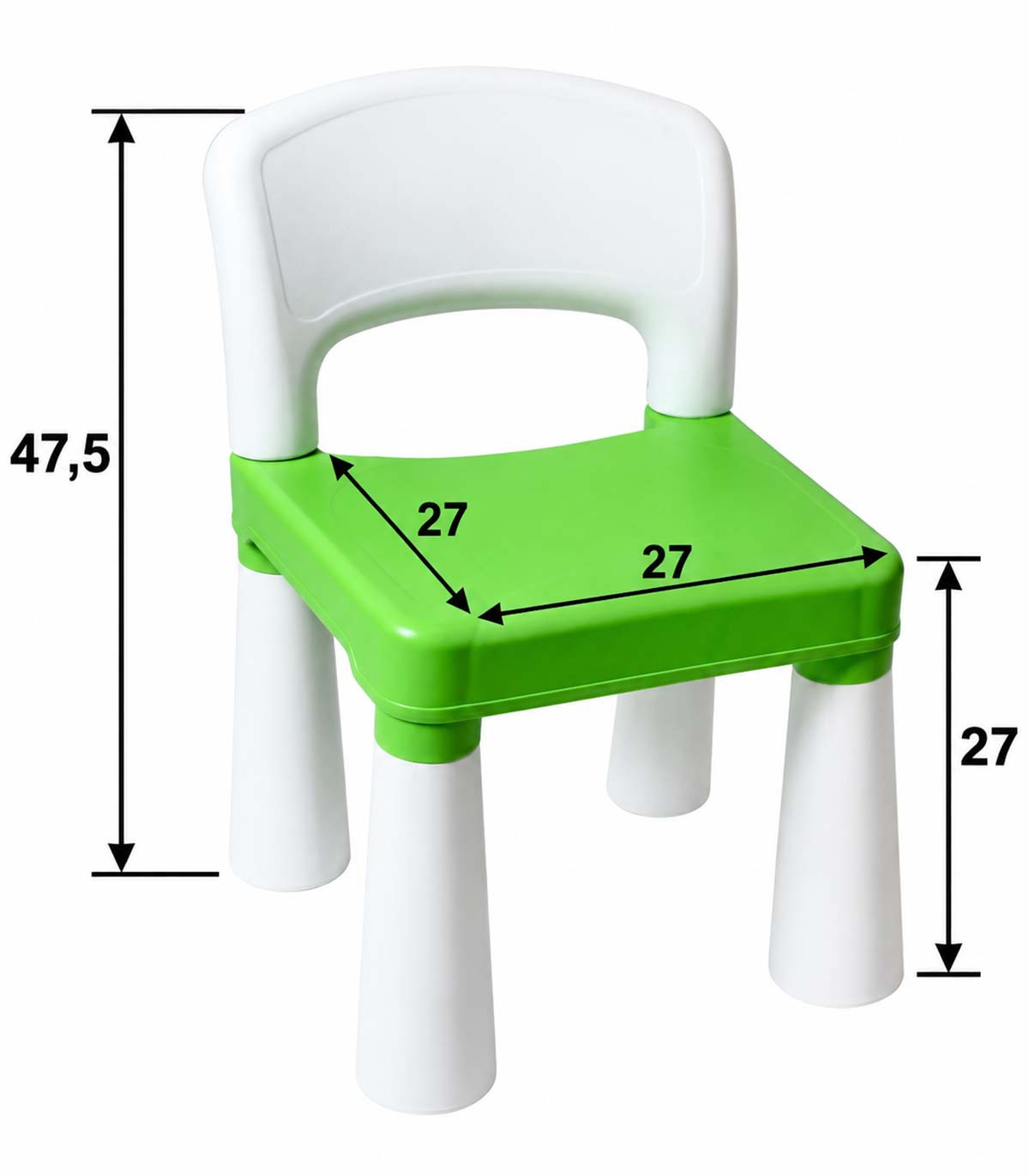 CHILDREN'S TABLE WITH 2 CHAIRS GREEN/WHITE