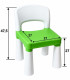 CHILDREN'S TABLE WITH 2 CHAIRS, ENGLISH ALPHABET, GREEN/WHITE