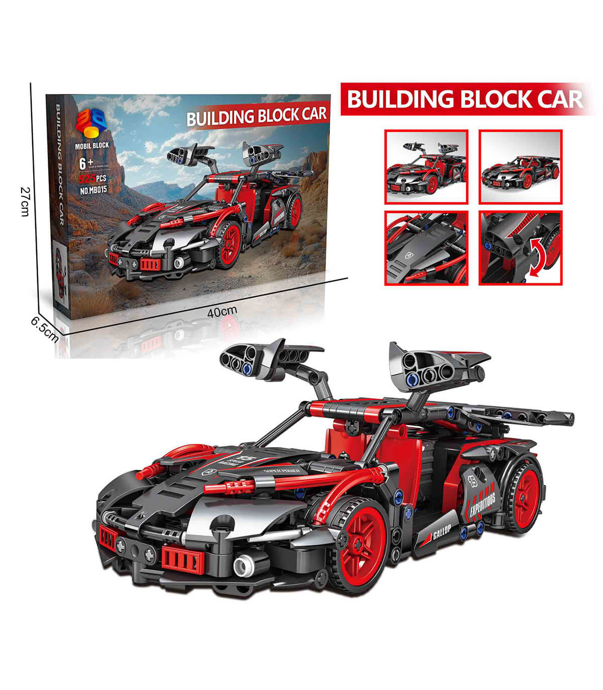 SPORTS CAR KIT WITH SPOILER 525 PARTS