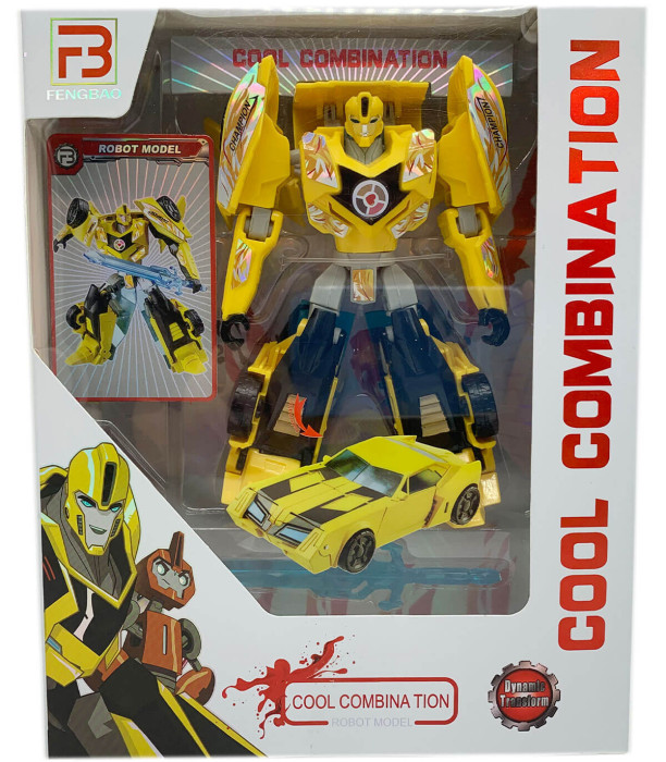 YELLOW TRANSFORMERS ROBOT WITH WEAPON - Transformers Figures