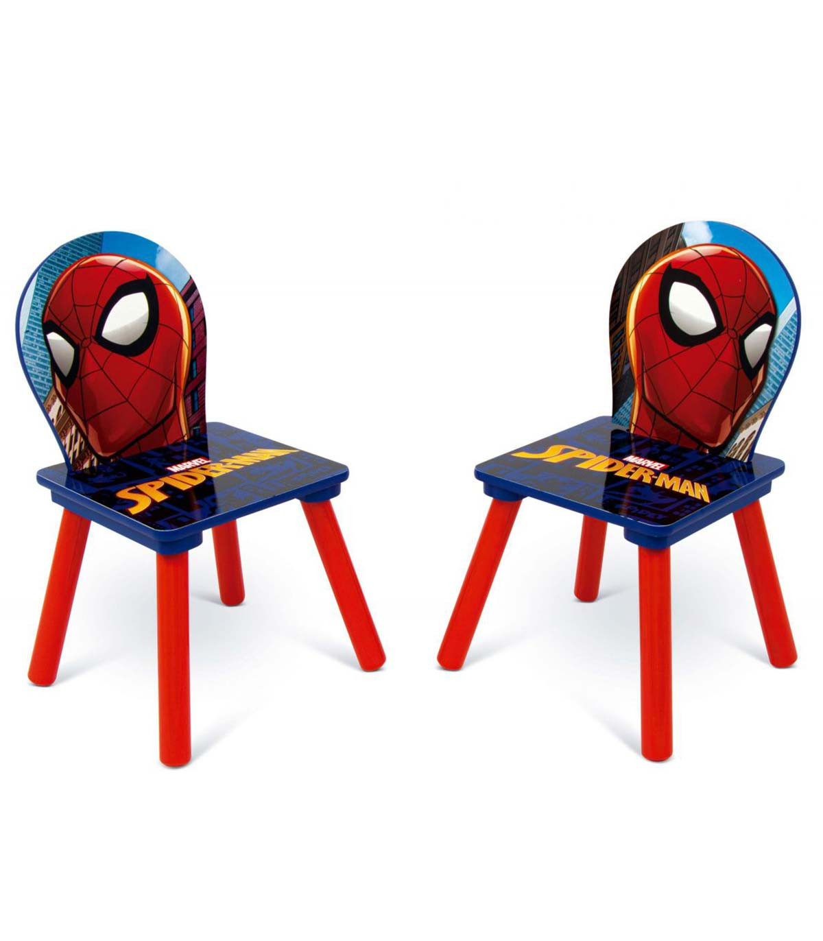 WOODEN TABLE WITH 2 SPIDERMAN CHAIRS