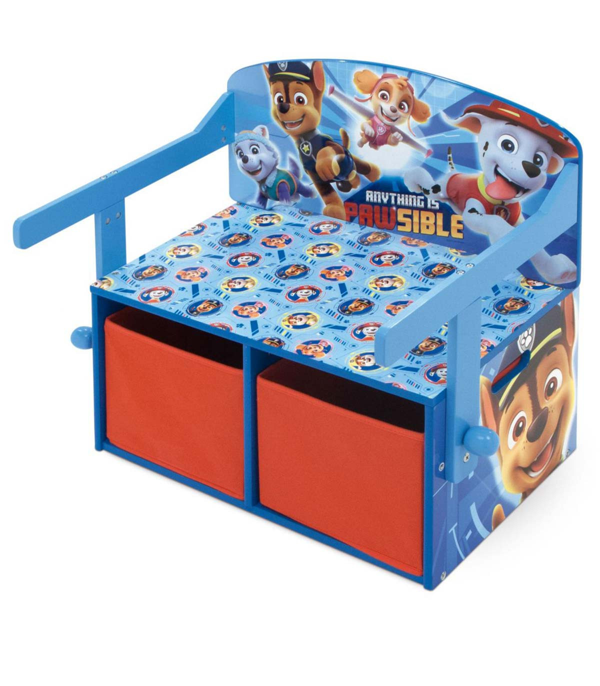 3-in-1 WOODEN BENCH/DESK/ORGANIZER PAW PATROL