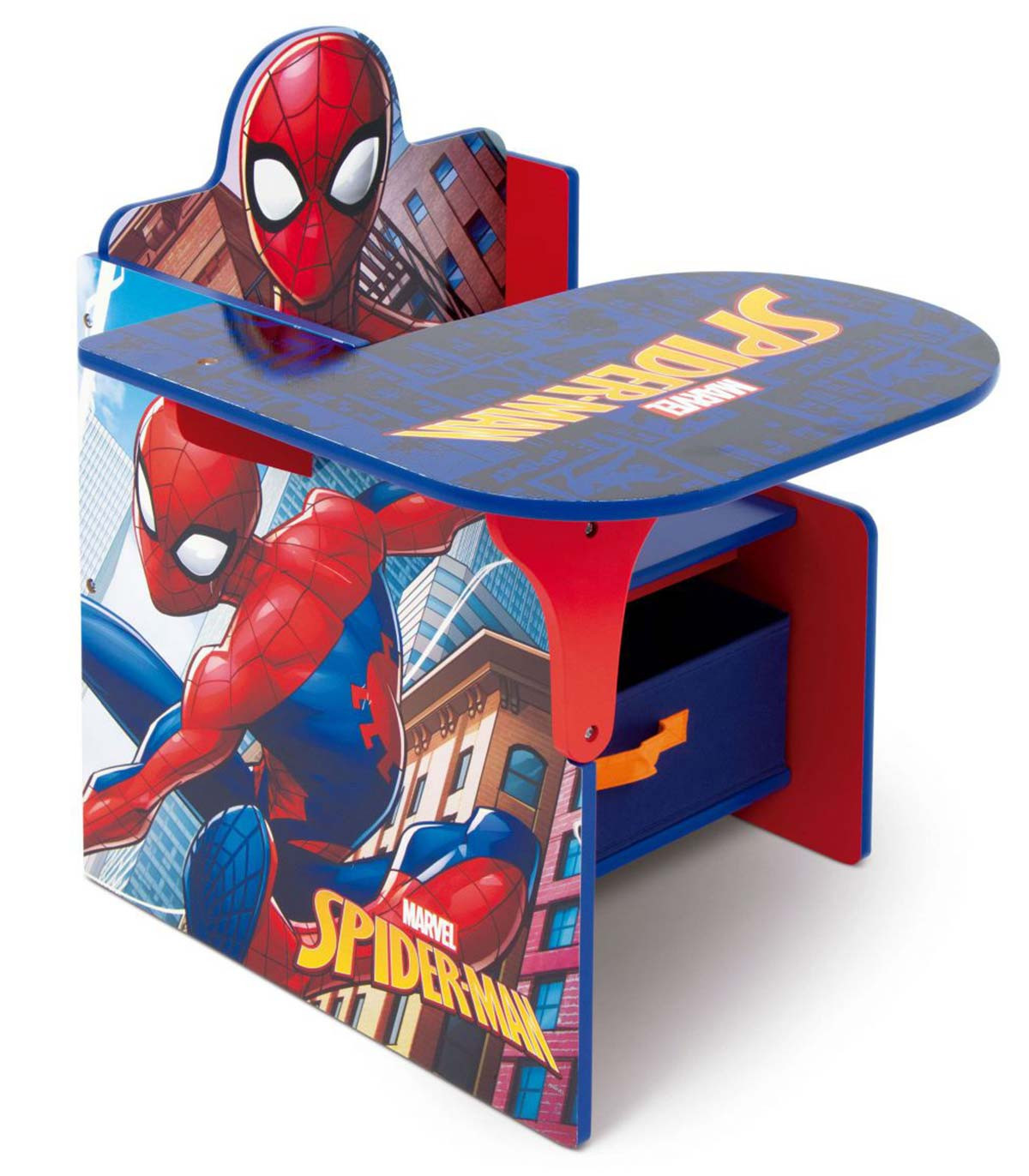 WOODEN DESK WITH CHAIR AND SPIDERMAN DRAWER