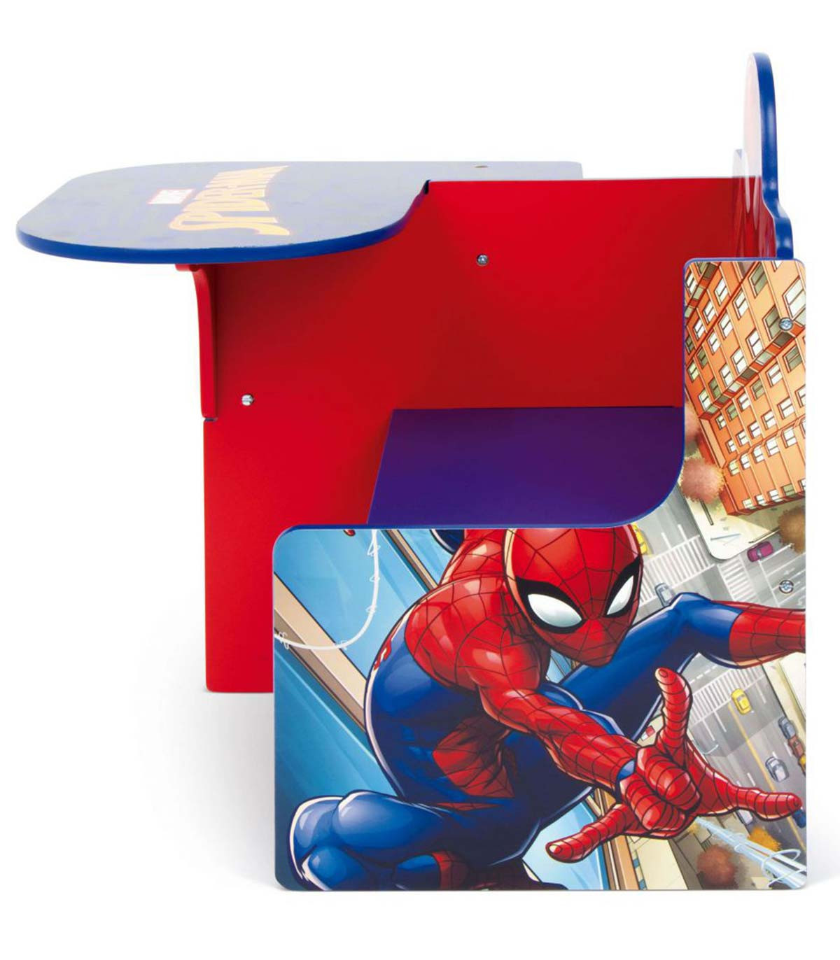 WOODEN DESK WITH CHAIR AND SPIDERMAN DRAWER
