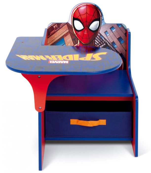 WOODEN DESK WITH CHAIR AND SPIDERMAN DRAWER