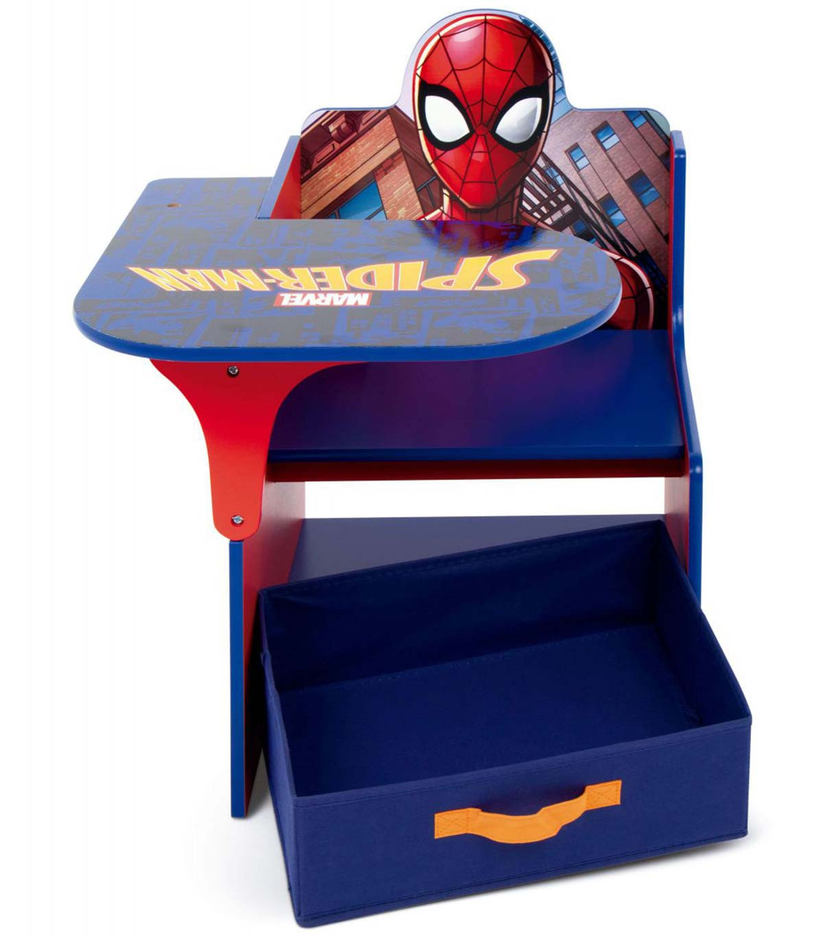WOODEN DESK WITH CHAIR AND SPIDERMAN DRAWER