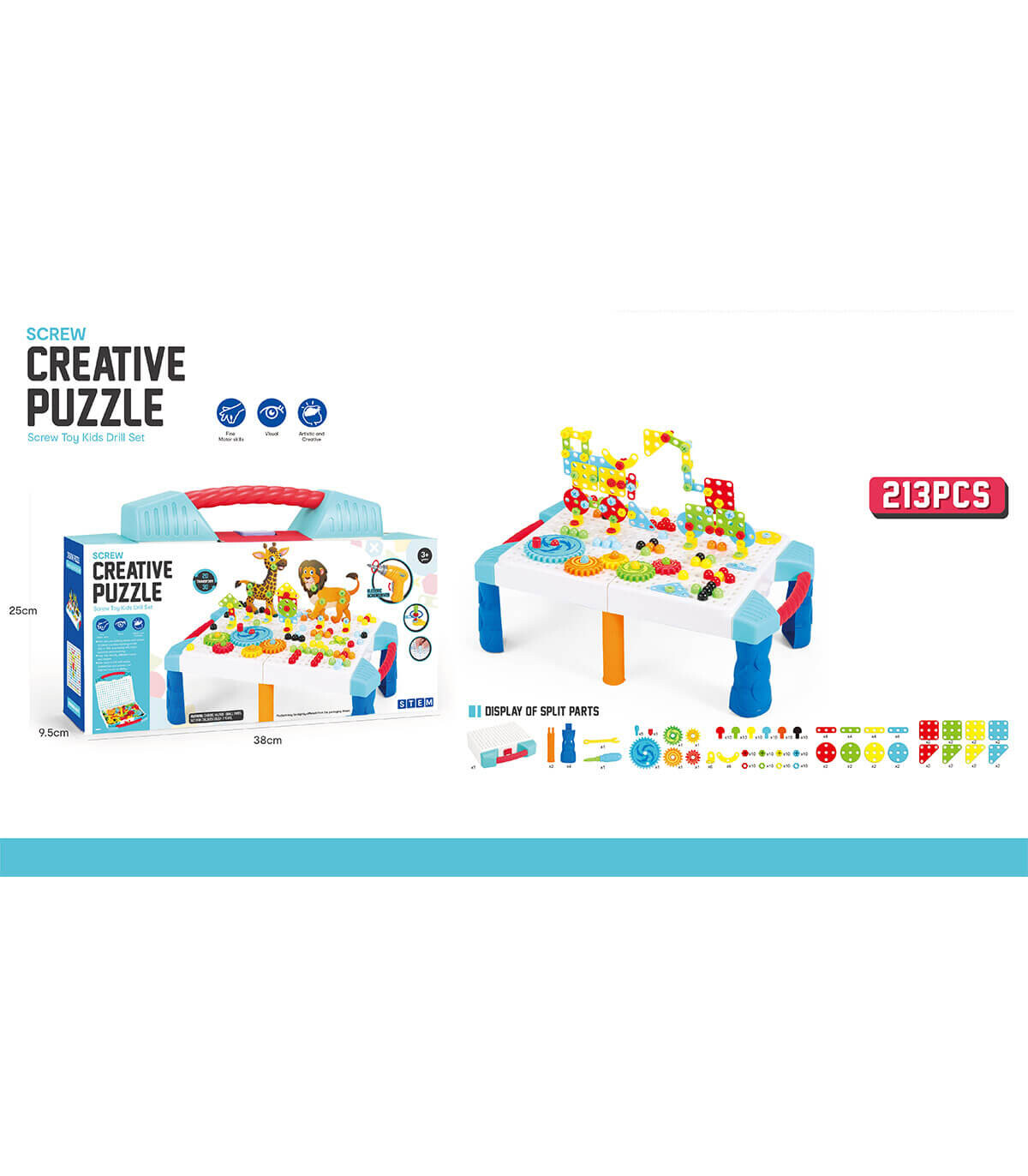 DRILLING SCREW 3D MOSAIC PUZZLE CONSTRUCTOR 213 PARTS - PUZZLES AND CUBES