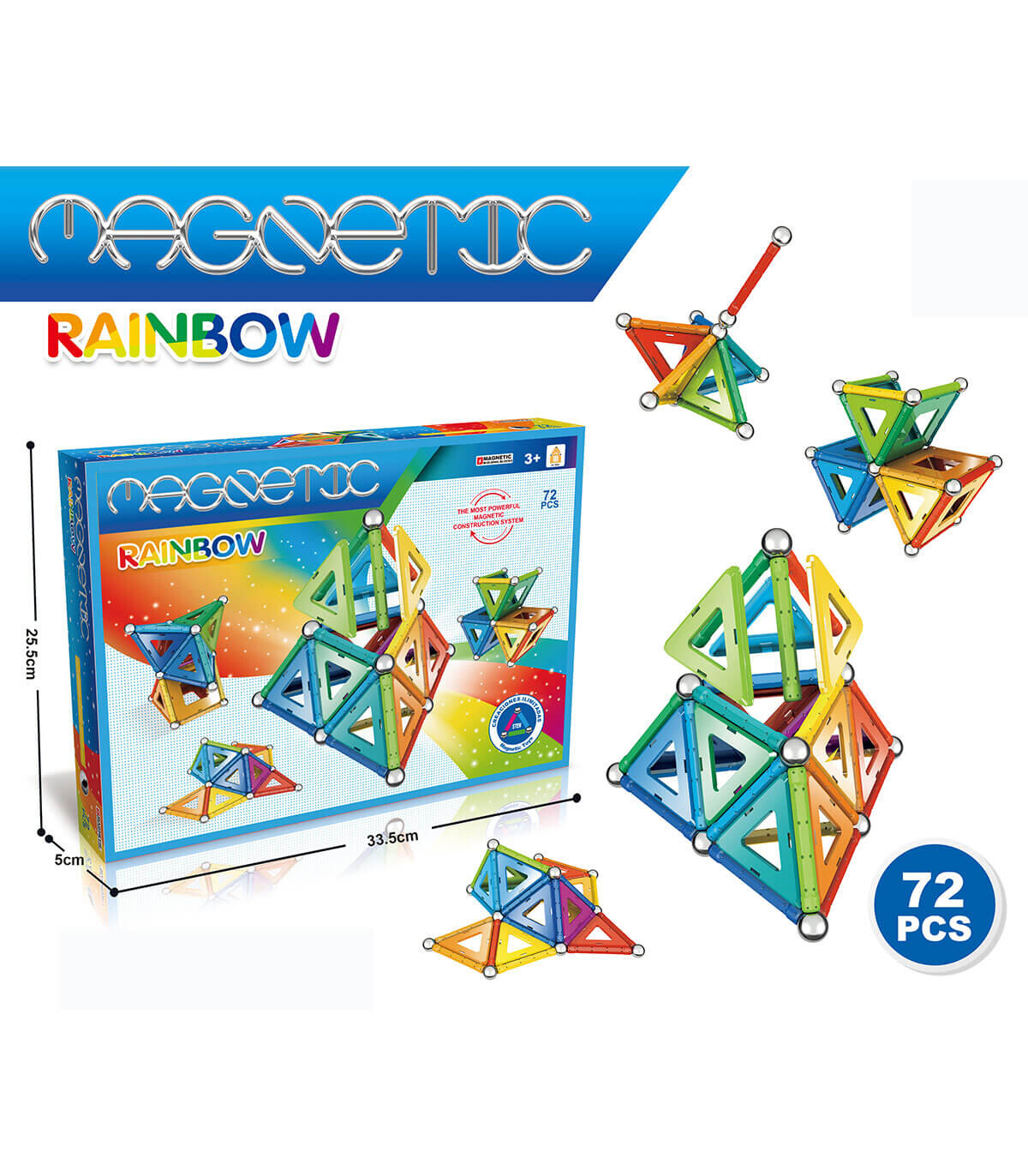 MAGNETIC CONSTRUCTOR SET 72 PARTS - BUILDING BLOCKS, SORTERS AND RINGS