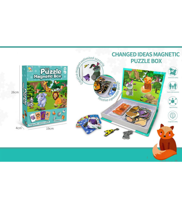 MAGNETIC PUZZLE BOOK WITH ANIMALS - PUZZLES AND CUBES