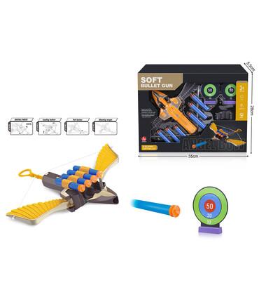 CROSSBOW WITH TARGET AND SOFT ARROWS - SABERS, SWORDS AND BOWS