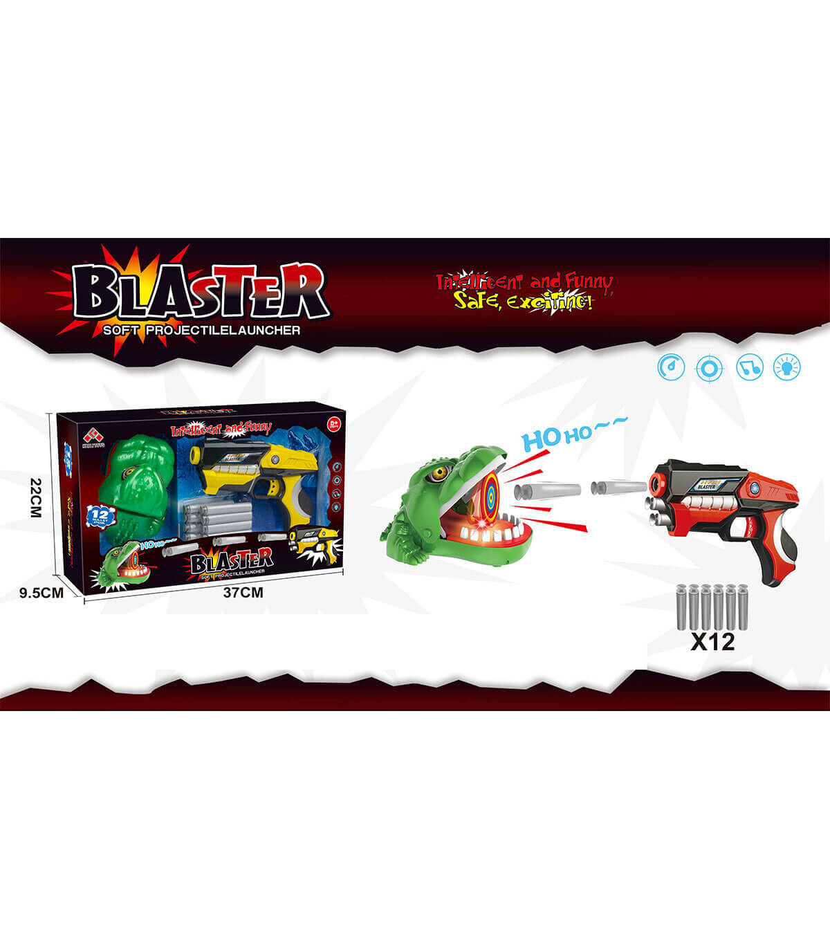 CHILDREN'S BLASTER GUN WITH CROCODILE TARGET - PISTOLS