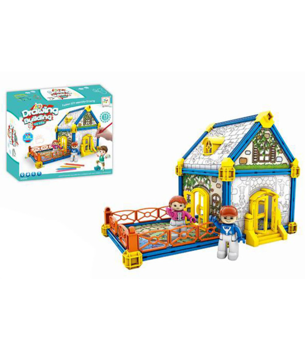 CHILDREN'S CREATIVE SET, ASSEMBLY HOUSE FOR COLORING 75 PARTS - BUILDING BLOCKS, SORTERS AND RINGS