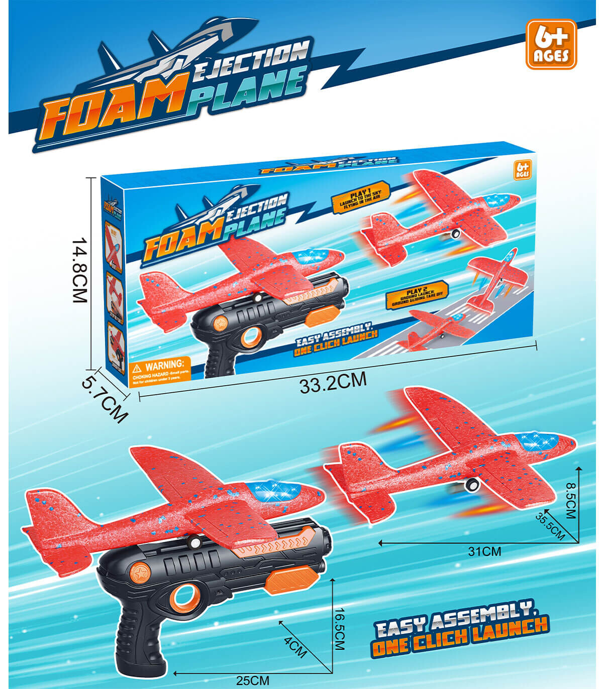 PISTOL WITH FOAM EJECTION ILLUMINATED PLANE - PISTOLS