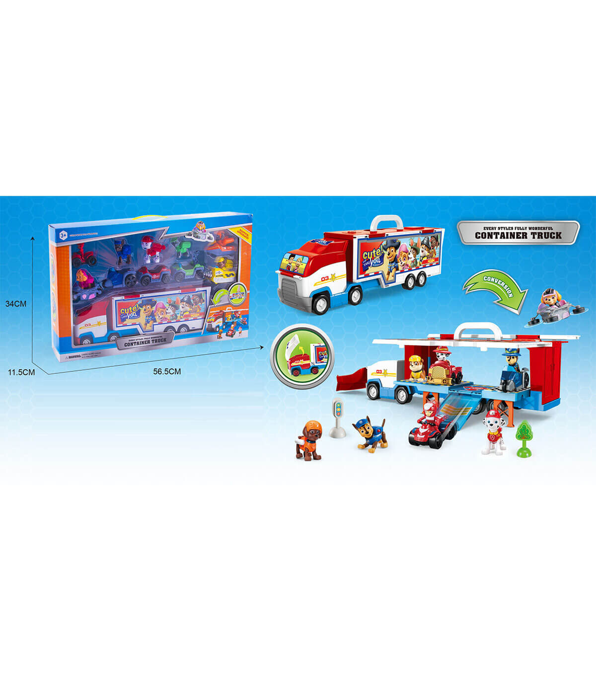 OPEN TRUCK SUITCASE, TRACK AND 7 PUPPIES - Trucks and cargo