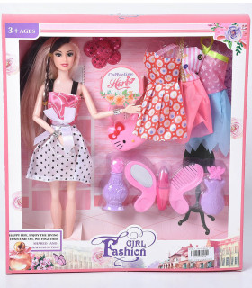 DOLL WITH CAT BAG, CLOTHES AND ACCESSORIES - DOLLS AND MERMAIDS