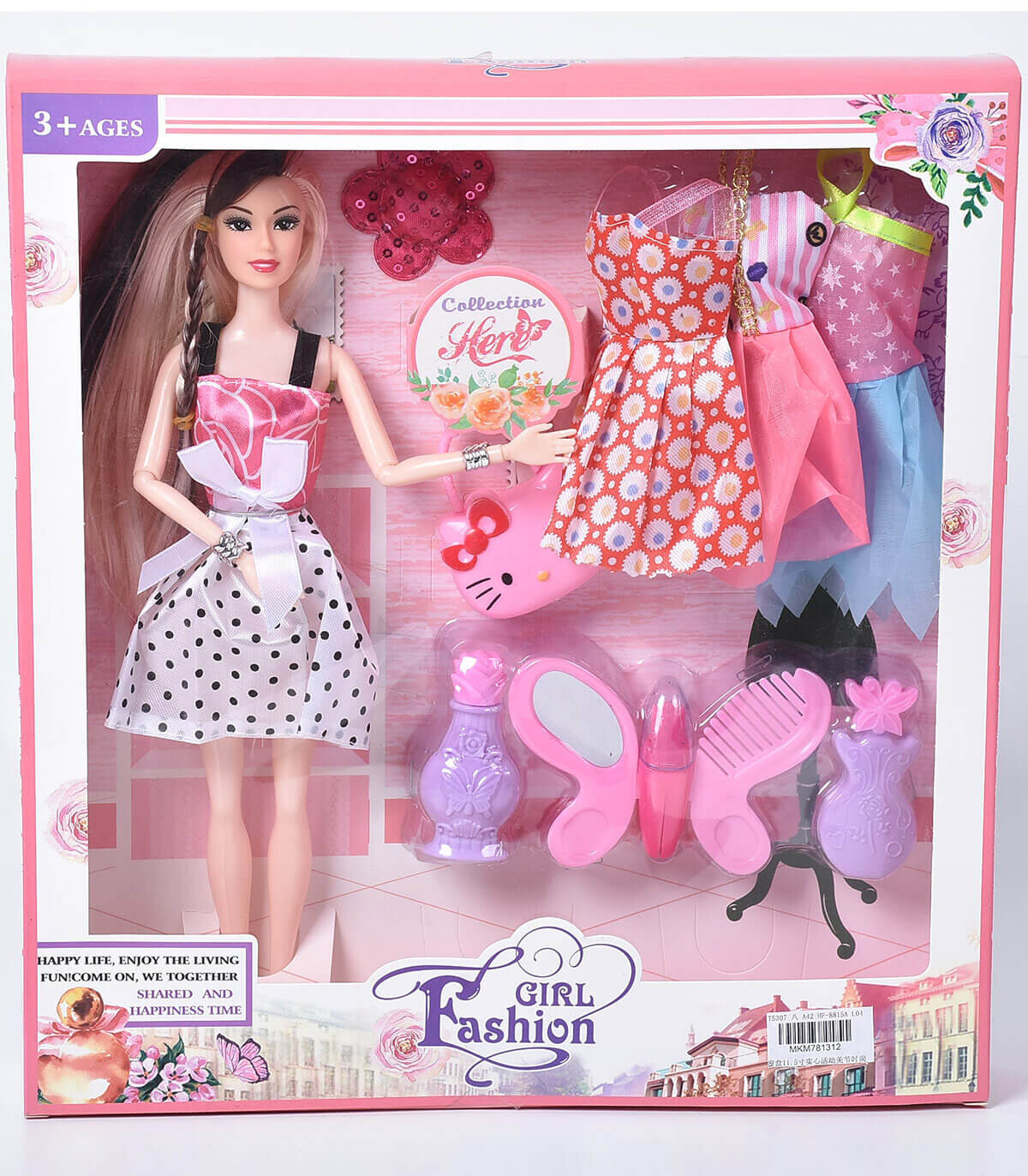 DOLL WITH CAT BAG, CLOTHES AND ACCESSORIES - DOLLS AND MERMAIDS