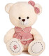 TEDDY BEAR WITH DRESS AND RIBBON 2 COLORS 42 CM - Medium
