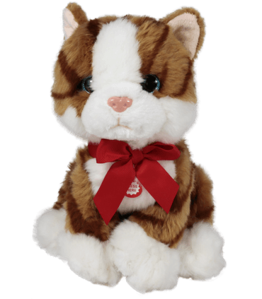 PLUSH CAT WITH RED RIBBON 4 COLORS LARGE - Small