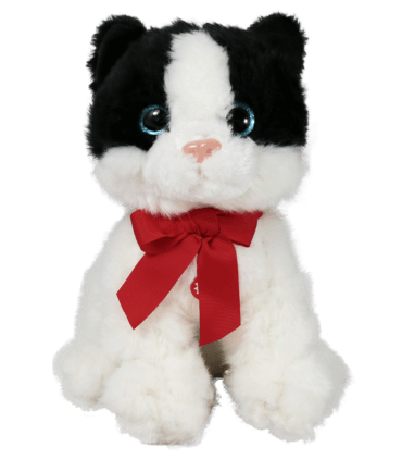 PLUSH CAT WITH RED RIBBON 4 COLORS LARGE - Small