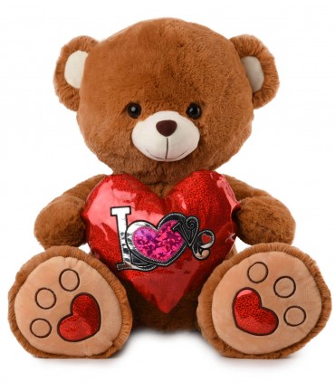 TEDDY BEAR WITH SHINY HEART 2 COLORS 42 CM - Medium