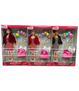 SET DOLL WITH BAG AND BALLOONS - DOLLS AND MERMAIDS