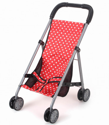 RED METAL STROLLER FOR DOLLS - TROLLEYS AND BEDS FOR DOLLS