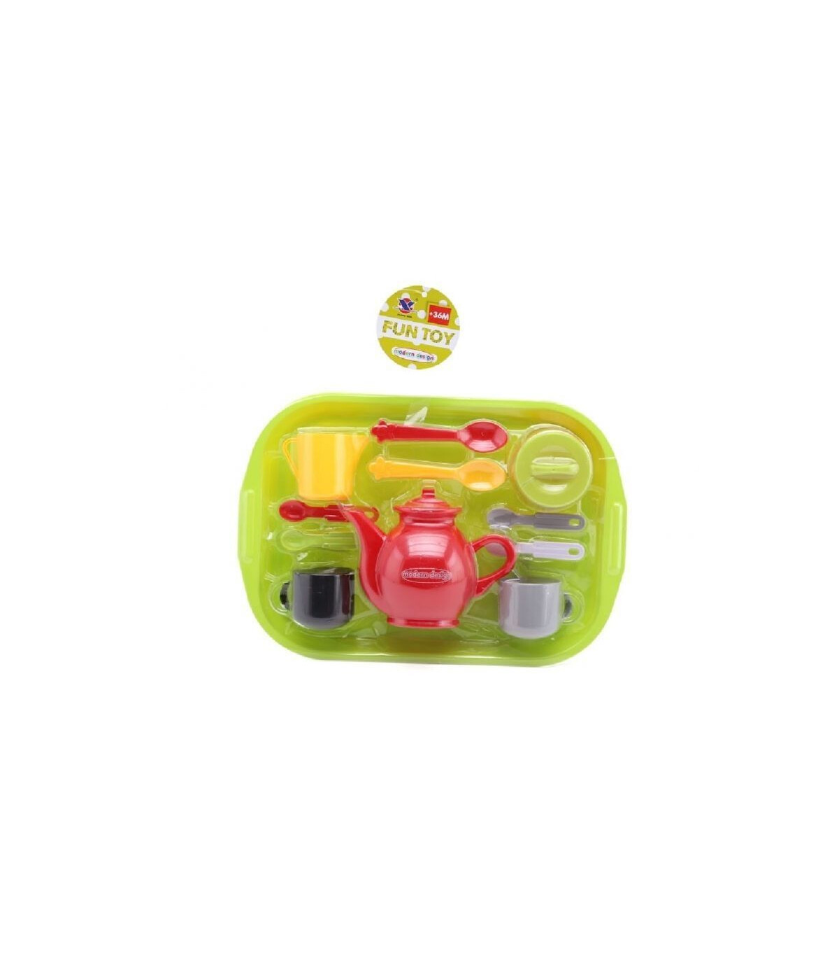 CHILDREN'S TEA SET WITH GREEN TRAY - KITCHENS, SERVICES AND FOOD