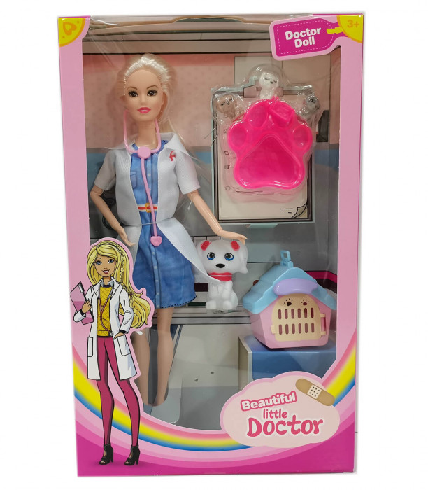 VETERINARY DOLL WITH PUPPY AND PET HOUSE - DOLLS AND MERMAIDS