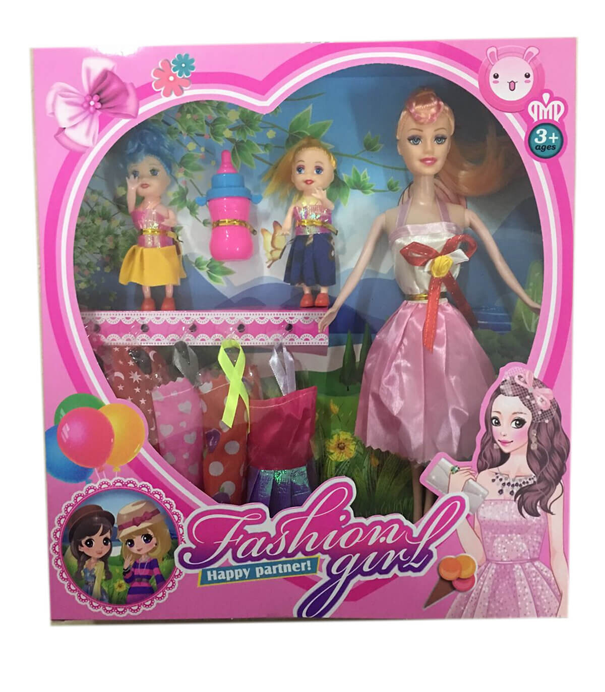 DOLL WITH 2 CHILDREN AND CLOTHES - DOLLS AND MERMAIDS