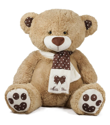 MEDIUM TEDDY BEAR WITH PEPPED SCARF 2 COLORS 45 CM - Medium