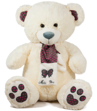 MEDIUM TEDDY BEAR WITH PEPPED SCARF 45 CM - Medium