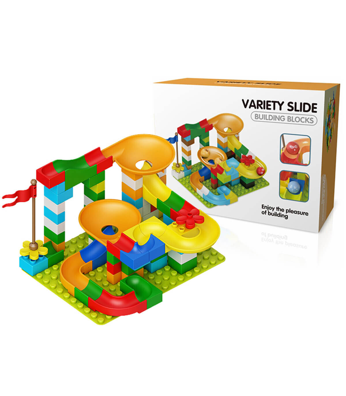BUILDING BLOCKS SET WITH SLIDE 89 PARTS - BUILDING BLOCKS, SORTERS AND RINGS