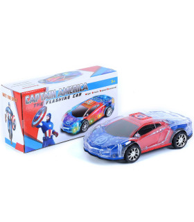 CHILDREN'S CAR WITH LIGHT-UP BODY BLUE SUPERHERO - ON BATTERIES