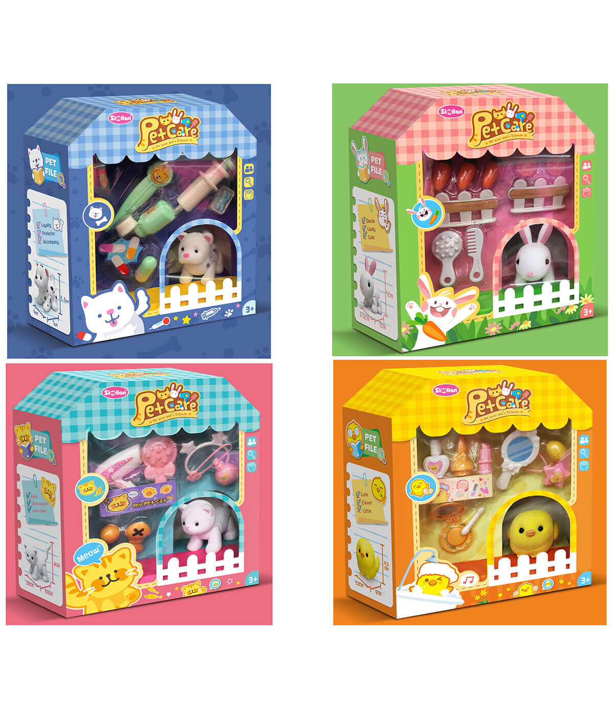 PLAY SET WITH ANIMAL AND ACCESSORIES 4 TYPES - Domestic and farm