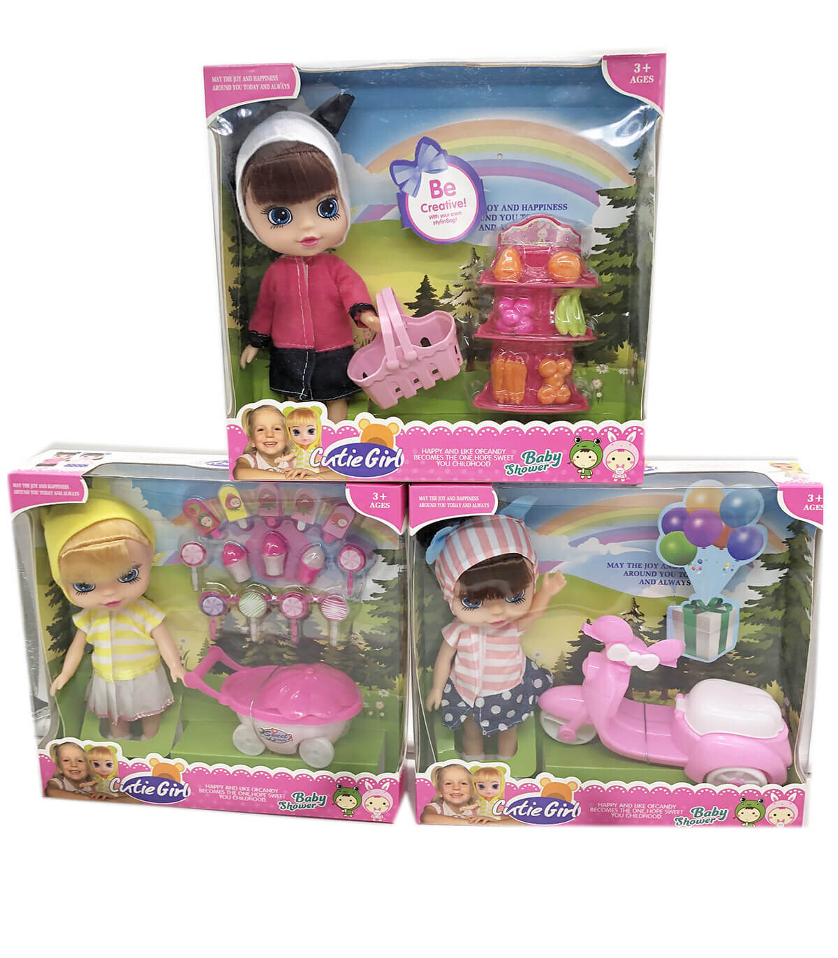 DOLL WITH HOOD AND CAR 3 TYPES - DOLLS AND MERMAIDS